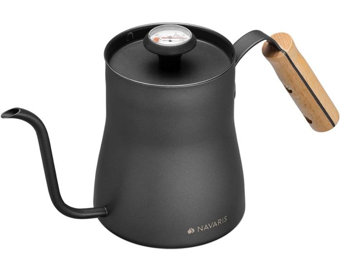 Navaris Stainless Steel Coffee Kettle with Thermometer 1L (54695.01.01) Ανοξείδωτος Bραστήρας Kαφέ με Θερμόμετρο