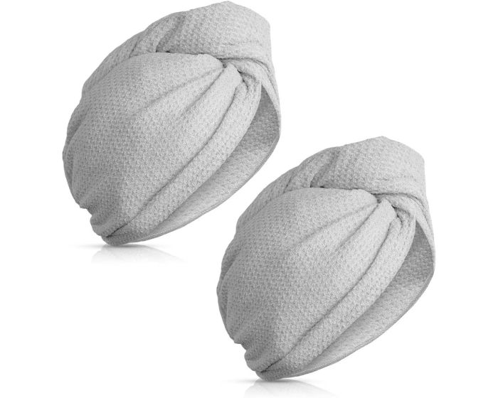Navaris Microfibre Hair Turban Towels Pack of 2 (47496.22.02) Πετσέτες Στεγνώματος Μαλλιών - Grey
