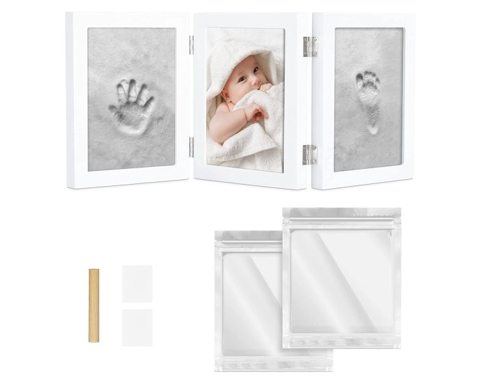 Navaris Baby Picture Frame with Plaster Print and 2 Photos (51822.02) Κορνίζα για Αποτύπωμα Μωρού από Πηλό - White