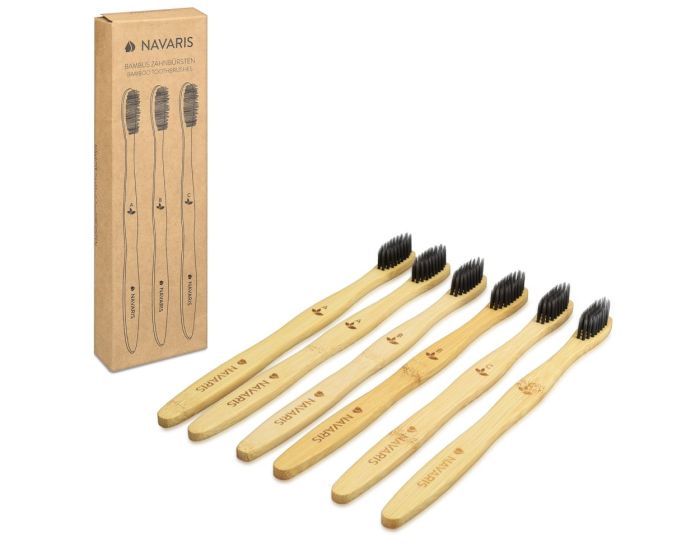 Navaris Set of 6 Bamboo Toothbrushes (48967.06) Οδοντόβουρτσες από Ξύλο Bamboo 6-Pack