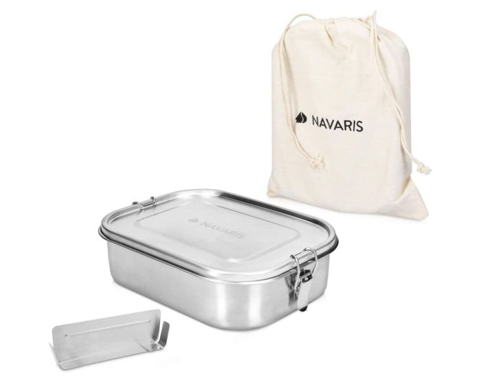 Navaris Stainless Steel Lunch Box 1400mL with Divider (50788.01) Ανοξείδωτο Δοχείο Φαγητού με Διαχωριστικό