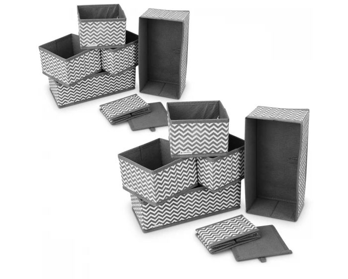 Navaris Foldable Fabric Storage Boxes Set of 12 (49052.10) Κουτιά Οργάνωσης - Zigzag