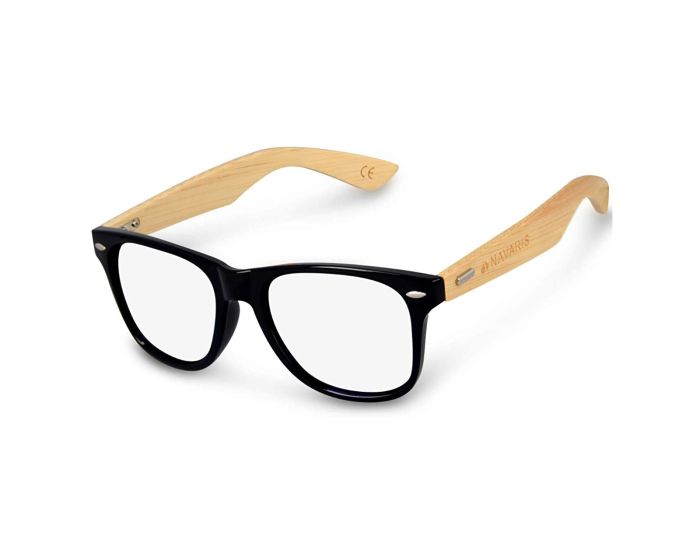 Navaris Wayfarer Unisex Glasses (46156.01) Ξύλινα Γυαλιά με φίλτρο Anti-Blue Light - Black