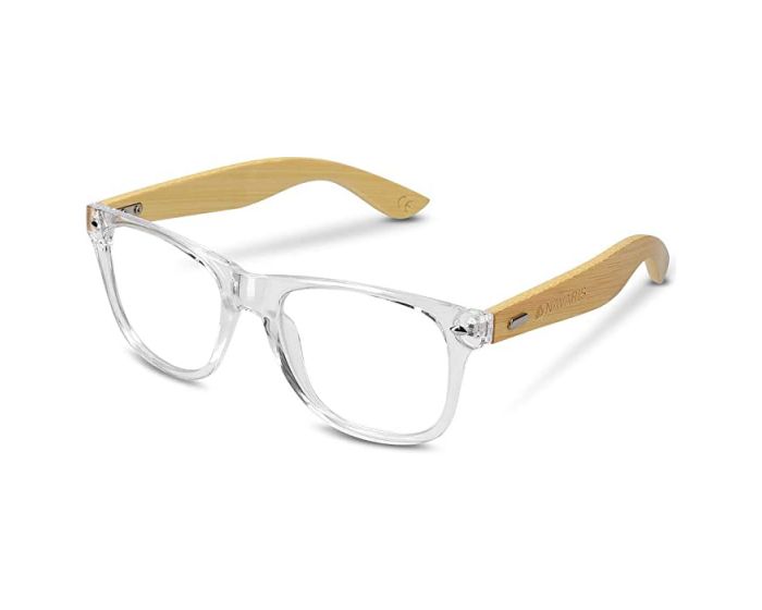 Navaris Wayfarer Unisex Glasses (46156.03) Ξύλινα Γυαλιά με φίλτρο Anti-Blue Light - Clear