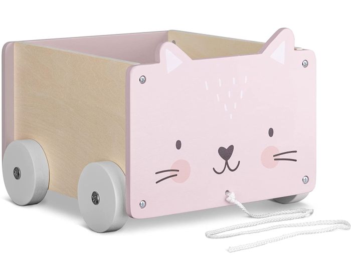 Navaris Wooden Kids Toy Box Storage Cat (51163.04) Παιδικό Κουτί Αποθήκευσης από Ξύλο - Pink