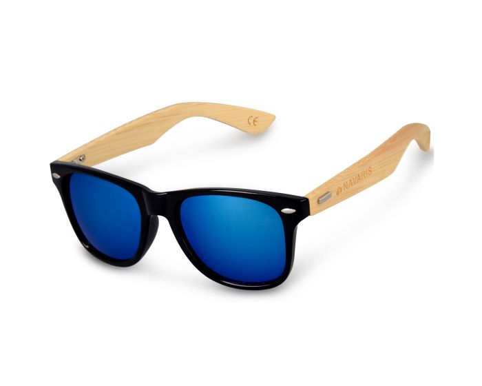 Navaris Wayfarer Unisex Sunglasses (40731.01.04) Ξύλινα Γυαλιά Ηλίου UV400 - Black / Blue