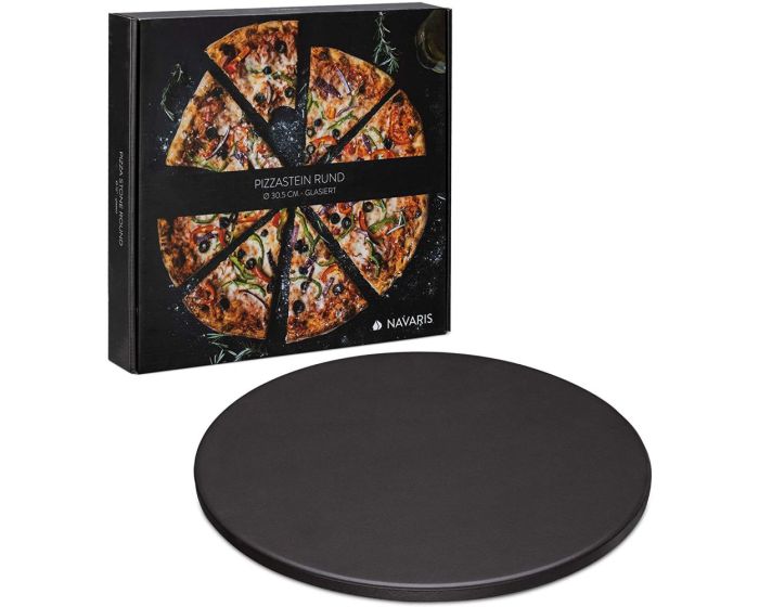 Navaris XL Pizza Stone for Baking (51246.02.3) Πέτρινη Πλάκα για Φούρνο 30.5cm - Black