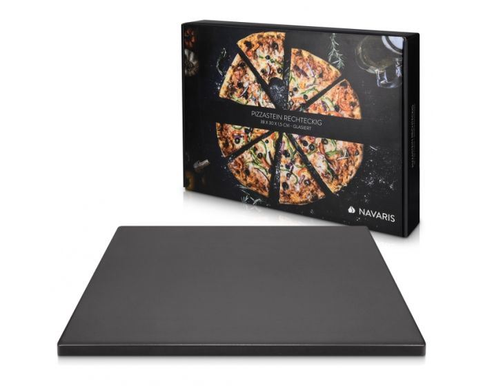 Navaris XL Pizza Stone for Baking (51246.01.3) Πέτρινη Πλάκα για Φούρνο 38 x 30 x 1.5cm - Black