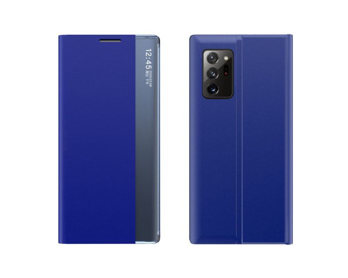 New Sleep Flip Cover Case Θήκη με Ημιδιάφανο Παράθυρο - Blue (Samsung Galaxy Note 20 Ultra)