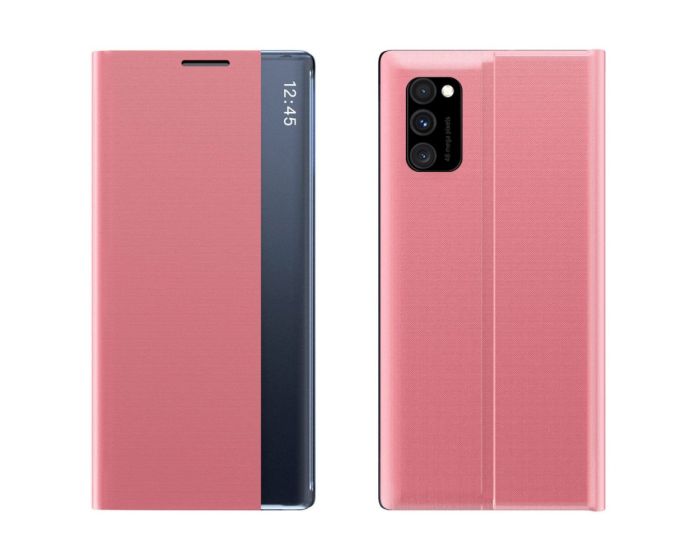 New Sleep Flip Cover Case Θήκη με Ημιδιάφανο Παράθυρο - Pink (Samsung Galaxy Note 10 Lite)