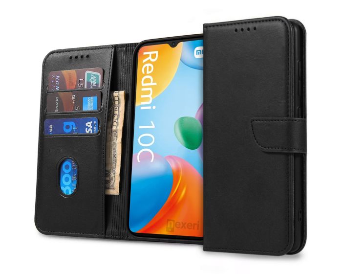 Nexeri Wallet Case Θήκη Πορτοφόλι με Stand - Black (Xiaomi Redmi 10C)