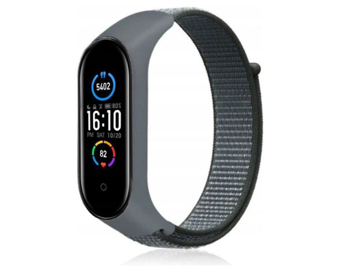Nylon Wristband Strap Grey - Υφασμάτινο Λουράκι για Xiaomi Mi Band 5/6/7