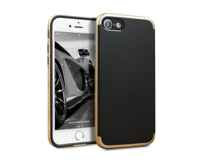 Olixar X-Duo Bumper Frame Carbon Fiber Case (60814) Gold (iPhone 7  / 8)