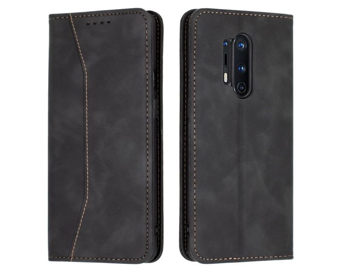 Bodycell PU Leather Book Case Θήκη Πορτοφόλι με Stand - Black (OnePlus 8 Pro)