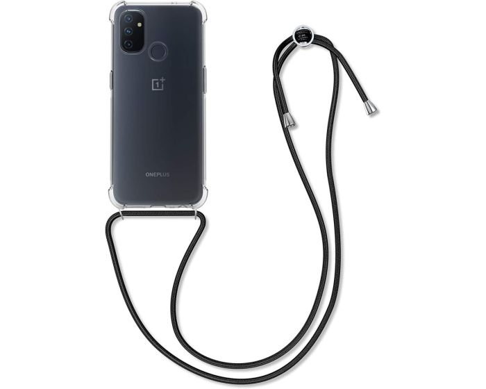 KWmobile Crossbody Silicone Case with Black Neck Cord Lanyard Strap (53825.03) Διάφανη (OnePlus Nord N100)