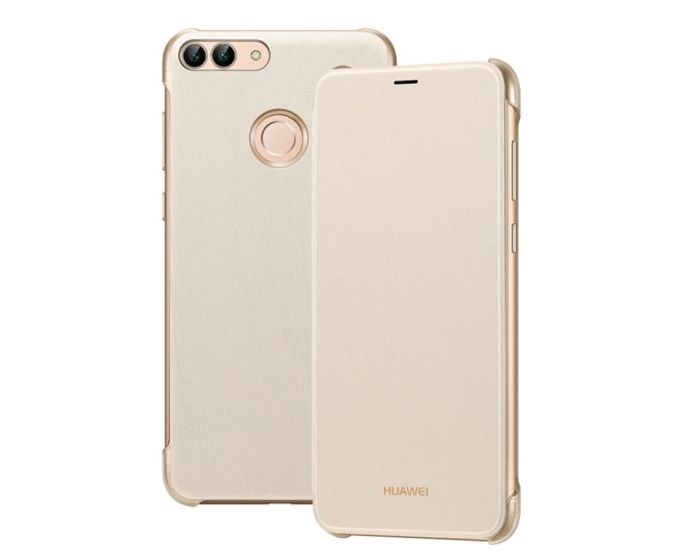 Original Huawei Slim Flip Book Case (51992275) - Gold (Huawei P Smart)