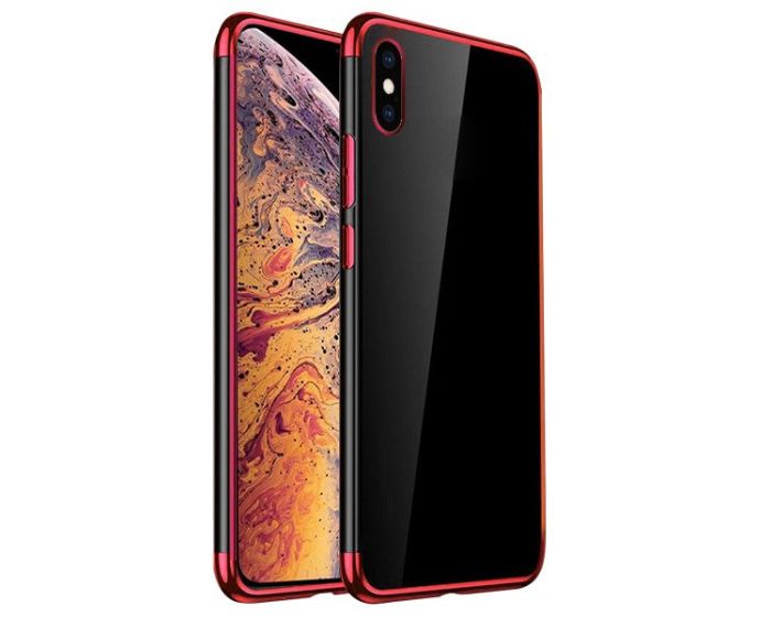 Plating Soft TPU Silicone Case Slim Fit - Θήκη Σιλικόνης Clear / Red (iPhone Xs Max)