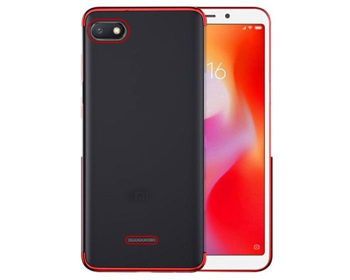 Plating Soft TPU Silicone Case Slim Fit - Θήκη Σιλικόνης Clear / Red (Xiaomi Redmi 6A)