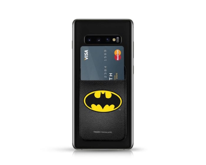 PU Leather Pocket Stickers Αυτοκόλλητη Θήκη Κάρτας για Smartphone - DC Batman Black