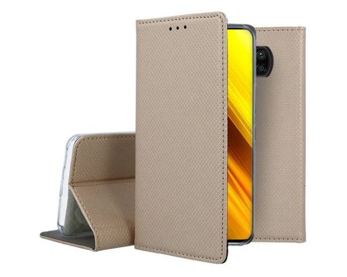 Forcell Smart Book Case με Δυνατότητα Stand Θήκη Πορτοφόλι Gold (Xiaomi Poco X3 NFC / X3 Pro)