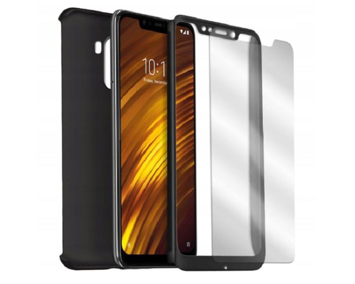 360 Full Cover Case & Tempered Glass - Black (Xiaomi Pocophone F1)