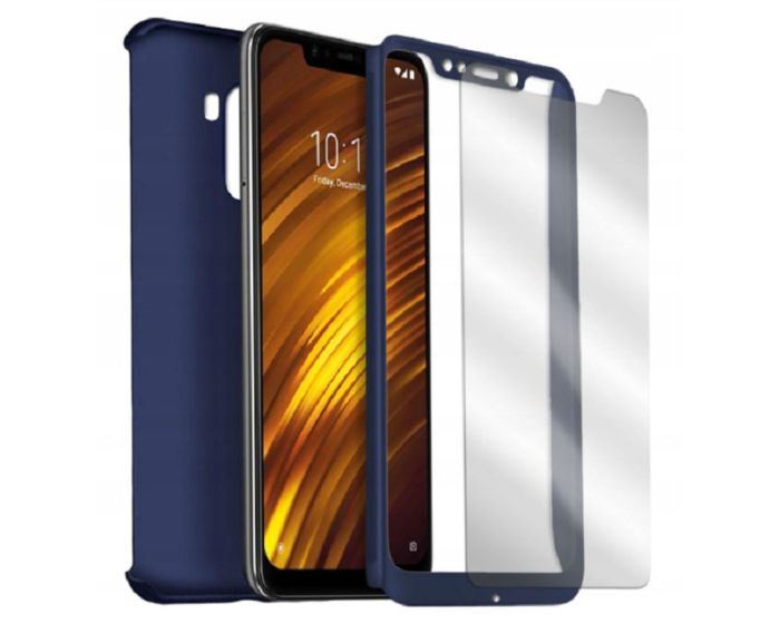 360 Full Cover Case & Tempered Glass - Blue (Xiaomi Pocophone F1)