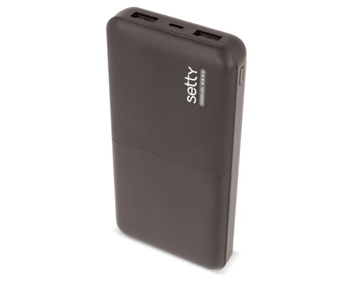 Setty SPB-10 Power Bank 10000mAh 2.1A Εξωτερική Μπαταρία - Black - MT82743