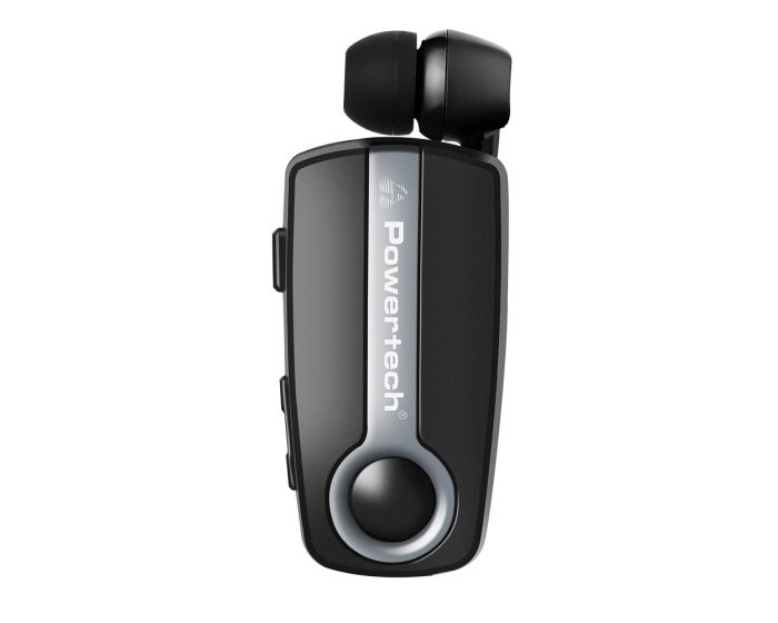 POWERTECH Klipp PT-733 Retractable Wireless Bluetooth Headset με δυνατότητα Σύνδεσης με έως 2 Συσκευές - Silver