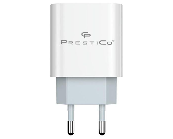 PrestiCo F8A Type-C Wall Adapter 20W Αντάπτορας Φόρτισης Τοίχου - White