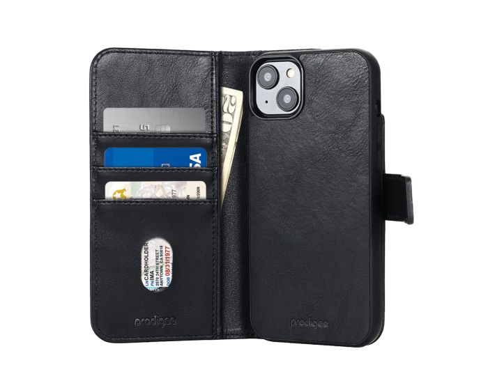 Prodigee Folio Mag PU Leather MagSafe Wallet Δερμάτινη Θήκη Πορτοφόλι 2in1 - Black (iPhone 14)