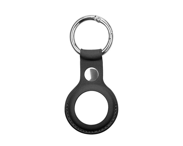 PU Leather Apple AirTag Key Ring Θήκη Μπρελόκ - Black