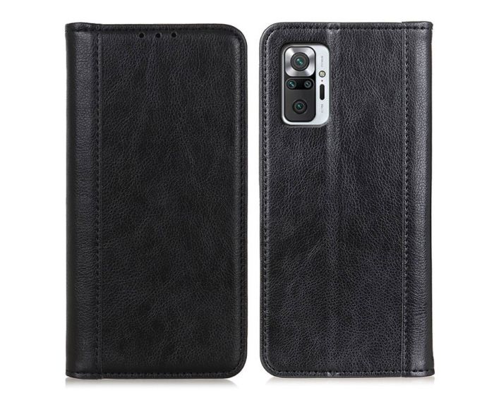 PU Leather Wallet Case Θήκη Πορτοφόλι με δυνατότητα Stand Black (Xiaomi Redmi Note 10 Pro)