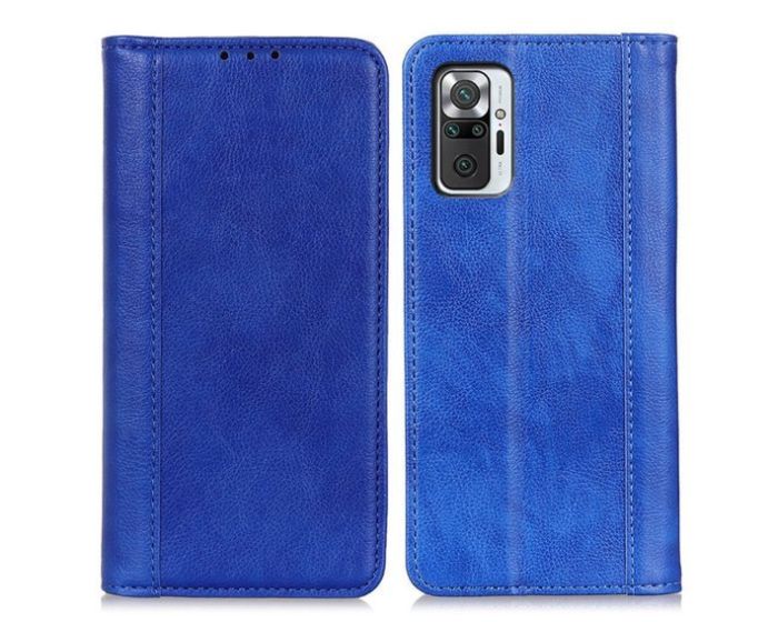 PU Leather Wallet Case Θήκη Πορτοφόλι με δυνατότητα Stand Blue (Xiaomi Redmi Note 10 Pro)