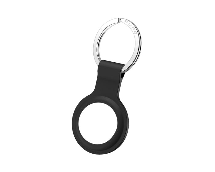 Puro Icon Liquid Silicone Case Keychain with Key Ring for Apple AirTag Θήκη Σιλικόνης - Black