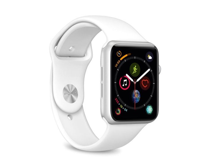 Puro Icon Softband White - Λουράκια Σιλικόνης S / M & M / L για Apple Watch 42/44/45mm (1/2/3/4/5/6/7/SE)