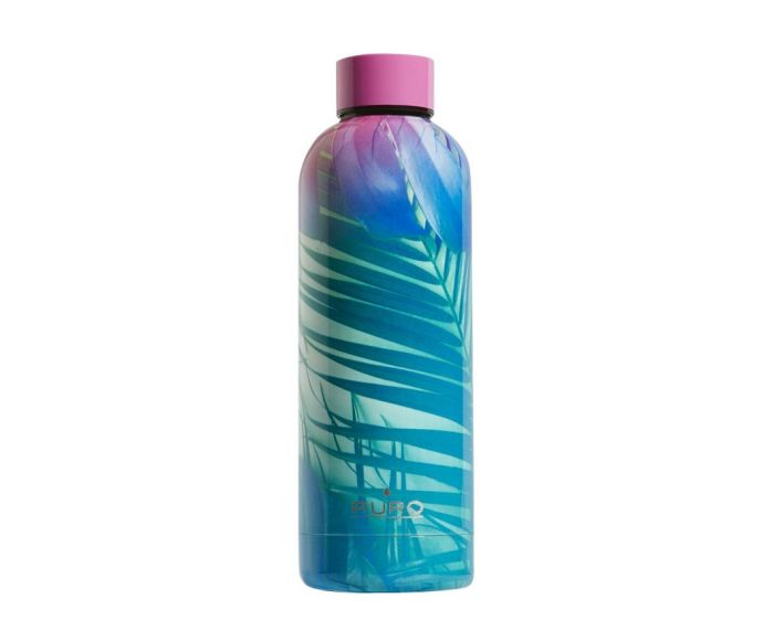 Puro Tropical Palms Stainless Steel Bottle 500ml Θερμός Pink