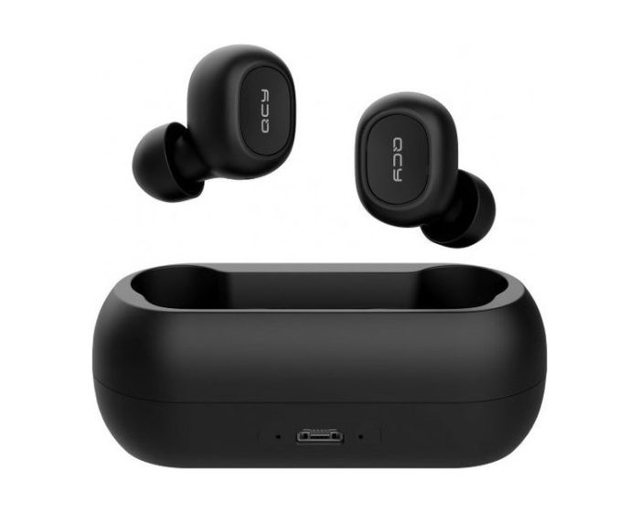 QCY T1C TWS Wireless Bluetooth Stereo Earbuds with Charging Box - Black