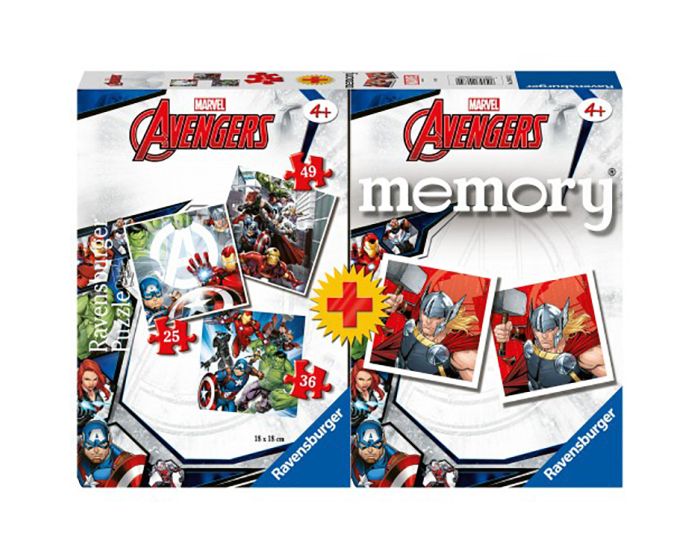 Ravensburger 3in1 110pcs Puzzle + Επιτραπέζιο Μνήμης Memory (20674) Avengers