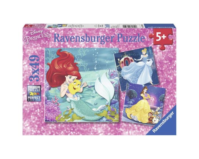 Ravensburger 3x49 Puzzle (09350) Disney Πριγκίπισσες σε Περιπέτειες