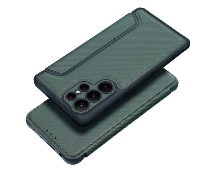Forcell Razor Carbon Wallet Case Θήκη Πορτοφόλι - Dark Green (Samsung Galaxy S24 Plus)