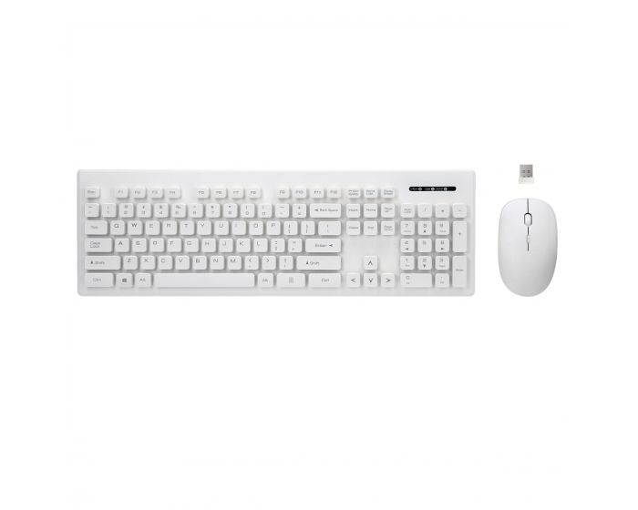 Rebeltec Whiterun Keyboard + Mouse Σετ Ασύρματο Πληκτρολόγιο με Ποντίκι - Λευκό