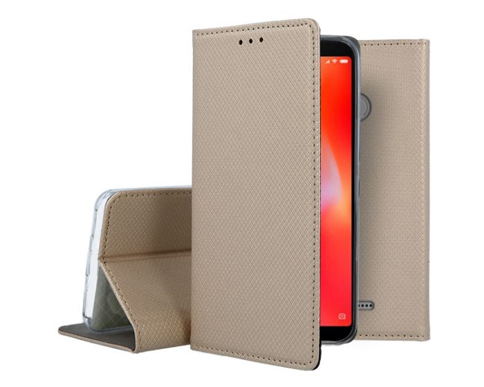 Forcell Smart Book Case με Δυνατότητα Stand Θήκη Πορτοφόλι Gold (Xiaomi Redmi 6)