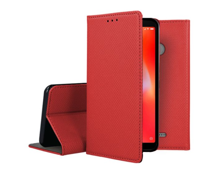 Forcell Smart Book Case με Δυνατότητα Stand Θήκη Πορτοφόλι Red (Xiaomi Redmi 6)