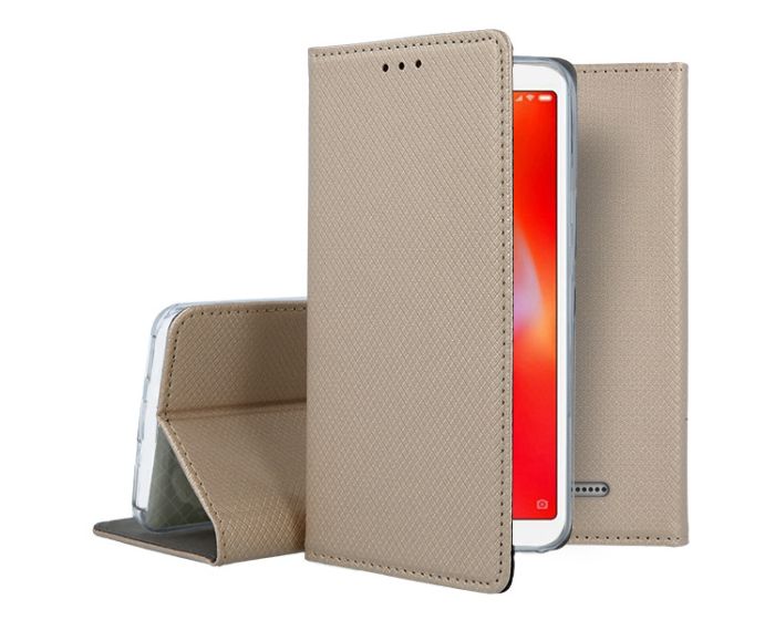 Forcell Smart Book Case με Δυνατότητα Stand Θήκη Πορτοφόλι Gold (Xiaomi Redmi 6A)