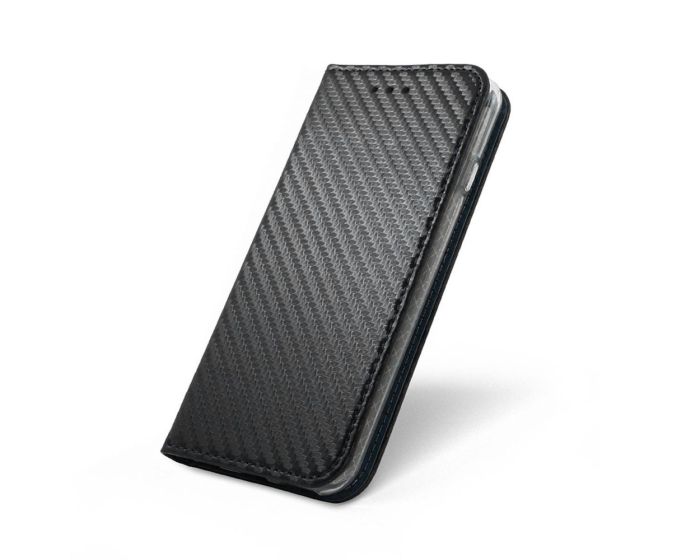 Smart Carbon Book Case με Δυνατότητα Stand - Θήκη Πορτοφόλι Μαύρο (Xiaomi Redmi Note 4X)