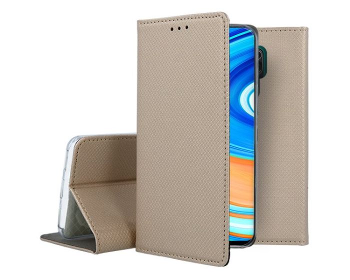 Forcell Smart Book Case με Δυνατότητα Stand Θήκη Πορτοφόλι Gold (Xiaomi Redmi Note 9)