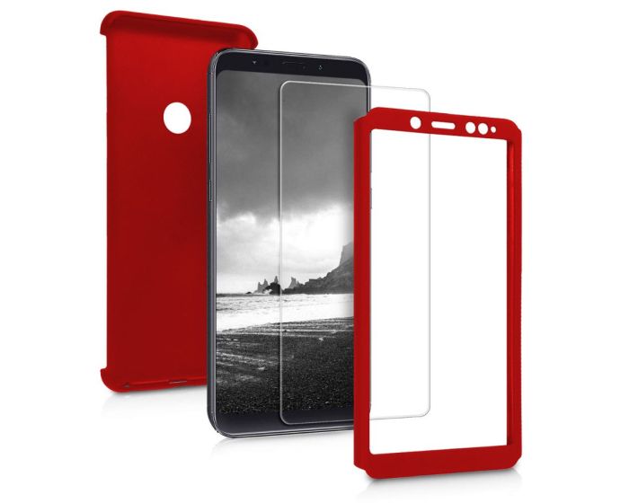 360 Full Cover Case & Tempered Glass - Red (Xiaomi Redmi S2)