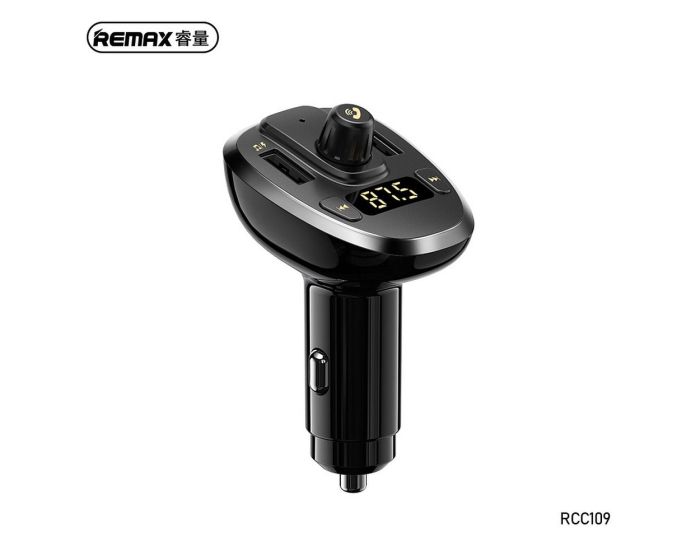 Remax Kimbay FM Transmitter (RCC109) Car Charger 3A 2xUSB Φορτιστής Αυτοκινήτου Black