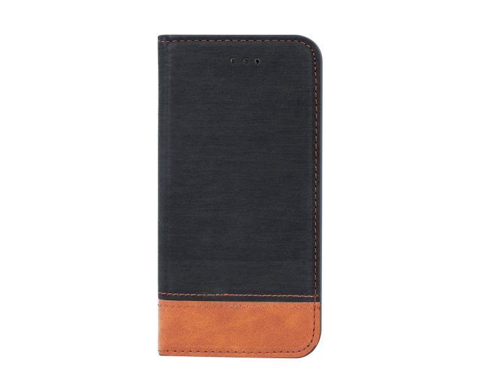 Retro Canvas Wallet Case Θήκη Πορτοφόλι με Δυνατότητα Stand Black / Brown (Nokia 5)