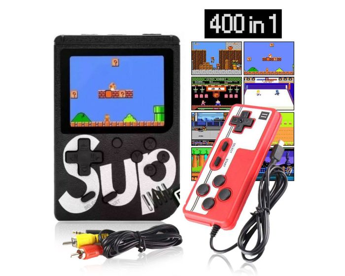 Retro Mini Console Game with Pad (400 Games) Black